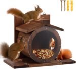 Wood Squirrel Feeder, Squirrel Feeders for Outside Winter, Wall Mounted Chipmunk Feeder, Large Hole Squirrels Feeding House, Spacious Interior Chipmunk House Box for Yard Garden - Image 2