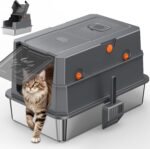 XL Stainless Steel Litter Box with Lid，22.8" L x 14.5" W x 14.5" H Enclosed Large High Sided Cat Litter Box, Metal Kitty Litter Box with Scoop, Non-Sticky, Anti-Leakage for Cats, Grey - Image 2