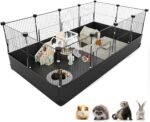 XiaZ Guinea Pig Cage with Waterproof PVC Bottom Liner & One-Hand Release Hook, Triple Fixing C&C Cage for Guinea Pigs, Bunny, Rabbit, Hedgehog, Small Animal Indoor Playpen 48''L x 24''W x 16''H - Image 2
