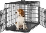 Yaheetech 36 inch Double Door Dog Crate w/Divider for Puppy, Collapsible Metal Dog Kennel with Removable Tray, Portable Travel Cage, Black - Image 2