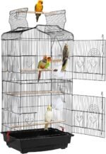 Yaheetech 41" Portable Hanging Medium Size Bird Cage for Small Parrots Cockatiels Sun Quaker Parakeets Green Cheek Conures Finches Canary Budgies Lovebirds Travel Bird Cage, Black - Image 2