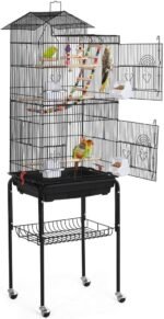 Yaheetech Roof Top Large Flight Parakeet Parrot Bird Cage with Rolling Stand for Parakeets Cockatiels Lovebirds Finches Canaries Budgie Conure Small Parrot Bird Cage Birdcage - Image 2