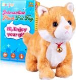 Yellow Plush Interactive Cat Robot Toy - Barking Meow Kitten With Touch Control, Electronic Pet, Animated Stuffed Animal for Girls, Baby, Kids - L:12" * H:8" * W:5" - Image 2