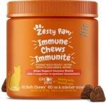 Zesty Paws Immune Chews for Cats - for Seasonal Allergies and Cat Immune System Support - with L-Lysine, EpiCor Pets, Astragalus Root, and Quercetin Antioxidant - Bacon Flavour - 60 Count - Image 2