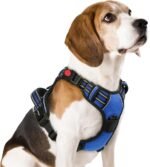 rabbitgoo Dog Harness Medium Breed, No Pull Pet Harness with 3 Buckles, Adjustable Soft Padded Dog Vest with Instant Control Handle, Easy Walking Reflective Pet Vest, Blue, M - Image 2