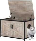 unipaws Extra Large Cat Litter Box Enclosure Furniture with Top Opening, XL Washroom Bench for Cats, Jumbo Automatic Litter Box Cover and Hidden Cat Box - Image 2