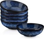 vicrays Ceramic Salad Bowls Set for Kitchen, Serving - 32 Ounce Soup Bowls, Pasta Bowls, Chip Resistant, Dishwasher Microwave Safe, Large, Fluted, stoneware, Set of 6 (Blue) - Image 2