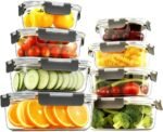 16-Piece Set (8-Pack) Borosilicate Glass Food Storage Containers with Upgraded Detachable Locking Lids - Leak Proof Meal Prep Lunch Boxes, Oven/Microwave Safe - Image 2
