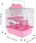 ABOOFAN Double Layer Small Pet Cage with Hamster Nest, Portable Pink Hamster House Hideout and Hedgehogs - Image 3