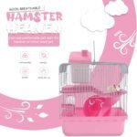 ABOOFAN Double Layer Small Pet Cage with Hamster Nest, Portable Pink Hamster House Hideout and Hedgehogs - Image 4