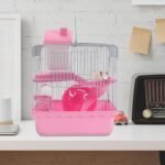 ABOOFAN Double Layer Small Pet Cage with Hamster Nest, Portable Pink Hamster House Hideout and Hedgehogs - Image 7