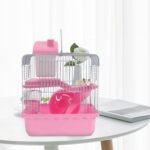 ABOOFAN Double Layer Small Pet Cage with Hamster Nest, Portable Pink Hamster House Hideout and Hedgehogs - Image 9