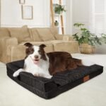 Orthopedic XL Dog Bed Large Sized Dog 122x76cm, Waterproof L Bolster Extra Large Egg Crate Foam Pet Crate Beds with Washable Removable Cover, Non-Slip Soft Pet Couch Mat, Black - Image 3
