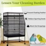 Daoeny Bird Cage Seed Catcher, Large Bird Cage Cover, Adjustable Soft Airy Nylon Mesh Net, Birdcage Cover Skirt Seed Guard for Parrot Parakeet Macaw African Round Square Cages (Black) - Image 3
