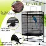 Daoeny Bird Cage Seed Catcher, Large Bird Cage Cover, Adjustable Soft Airy Nylon Mesh Net, Birdcage Cover Skirt Seed Guard for Parrot Parakeet Macaw African Round Square Cages (Black) - Image 5