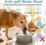 ELISABE Dog Water Bowl Non-Spill, 2 Pack(3L+1L) Non Drip Stainless Steel Slow Drink Water Dispenser for Medium Large Pet Cat Puppy - Image 3