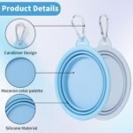 SLSON Collapsible Dog Bowl, 2 Pack Macaron Color Foldable Travel Dog Feeder Bowl Portable Silicone Pet Food Water Dish for Dogs Cats Camping Hiking (Macaron Blue and Light Grey) - Image 3