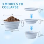 SLSON Collapsible Dog Bowl, 2 Pack Macaron Color Foldable Travel Dog Feeder Bowl Portable Silicone Pet Food Water Dish for Dogs Cats Camping Hiking (Macaron Blue and Light Grey) - Image 4