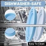 SLSON Collapsible Dog Bowl, 2 Pack Macaron Color Foldable Travel Dog Feeder Bowl Portable Silicone Pet Food Water Dish for Dogs Cats Camping Hiking (Macaron Blue and Light Grey) - Image 8