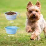 SLSON Collapsible Dog Bowl, 2 Pack Macaron Color Foldable Travel Dog Feeder Bowl Portable Silicone Pet Food Water Dish for Dogs Cats Camping Hiking (Macaron Blue and Light Grey) - Image 9