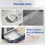 Marchul Stainless Steel Cat Litter Box with Lid & Drawer, Adjustable Front Entry Top Exit Kitty Box, Large Metal Covered Litter Box with Scoop & Litter Mat, Dark Gray - Image 3