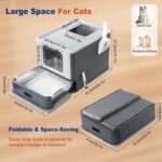 Marchul Stainless Steel Cat Litter Box with Lid & Drawer, Adjustable Front Entry Top Exit Kitty Box, Large Metal Covered Litter Box with Scoop & Litter Mat, Dark Gray - Image 6