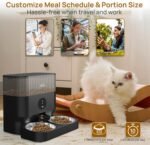 iPettie Automatic Cat Feeder for Two Cats, 2.4G WiFi App Control, 5L/21 Cup Capacity, 1-10 Meals Per Day, Adjustable Bowl Height, Cat Feeder Automatic w/ 2 Stainless Steel Bowls, Voice Recording - Image 4