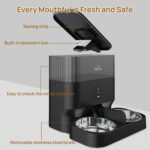 iPettie Automatic Cat Feeder for Two Cats, 2.4G WiFi App Control, 5L/21 Cup Capacity, 1-10 Meals Per Day, Adjustable Bowl Height, Cat Feeder Automatic w/ 2 Stainless Steel Bowls, Voice Recording - Image 7