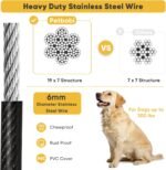 Petbobi Heavy-Duty Dog Tie-Out Cable - 20FT Extra Strong Wire Cable for Large Pets Up to 300Lbs, Rust Proof Dogs Leash with Carabiners, Outdoor Pet Leads for Yard Camping Outside, Black - Image 3
