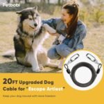 Petbobi Heavy-Duty Dog Tie-Out Cable - 20FT Extra Strong Wire Cable for Large Pets Up to 300Lbs, Rust Proof Dogs Leash with Carabiners, Outdoor Pet Leads for Yard Camping Outside, Black - Image 6