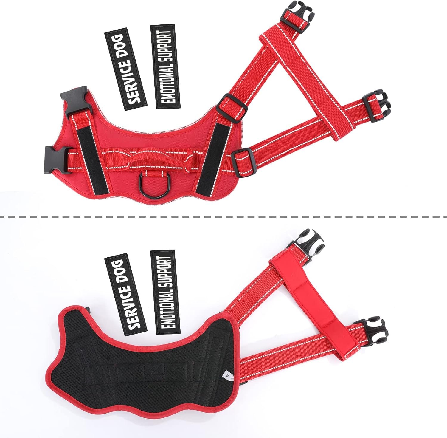 voopet Service Dog Harness, Emotional Support Pet Vest Harness, Reflective Breathable and Adjustable No-Pull ESA Dog Harness for Small Medium Large Dogs (with 4 PCS Removeable Tags) - Image 5