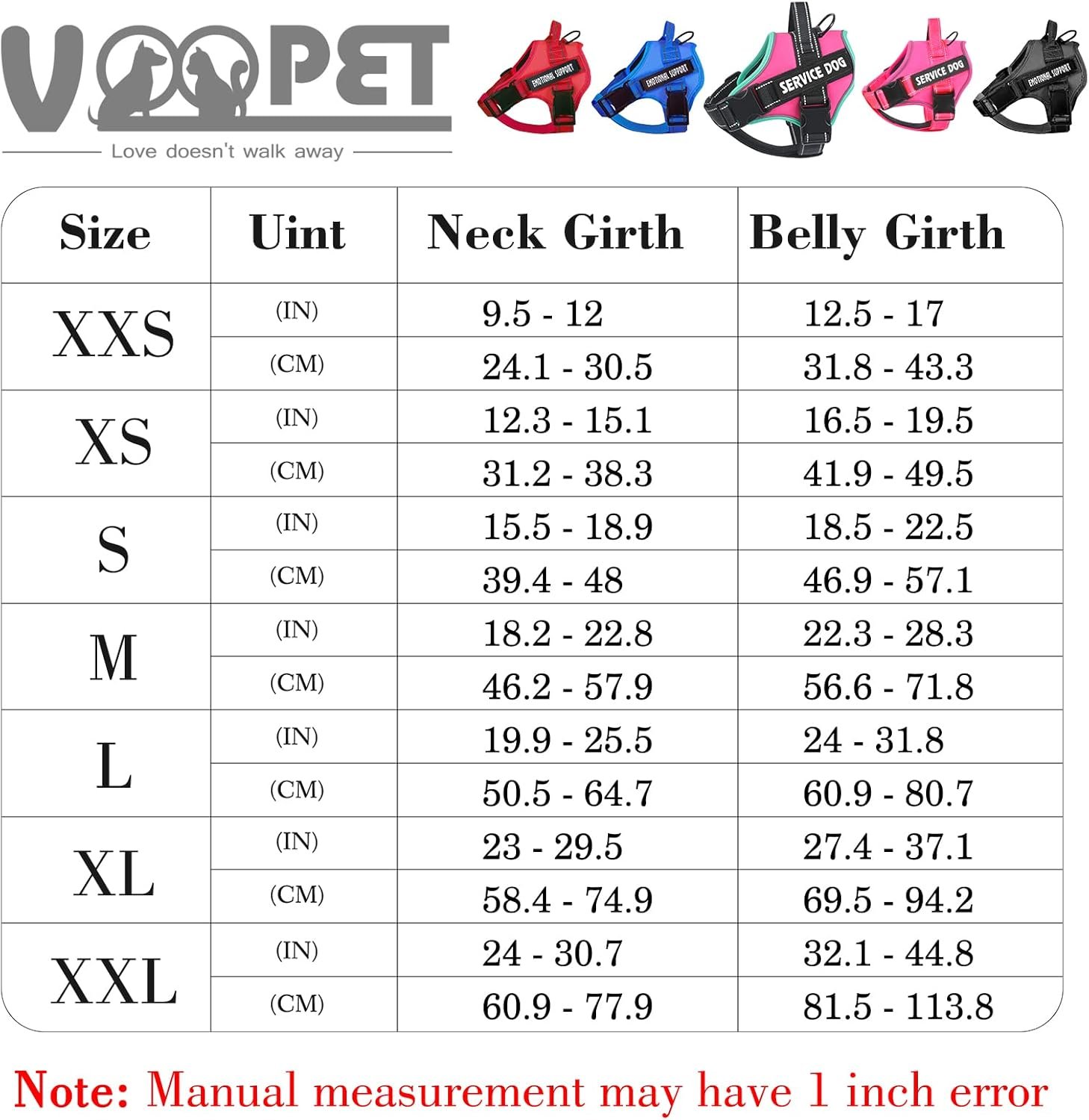 voopet Service Dog Harness, Emotional Support Pet Vest Harness, Reflective Breathable and Adjustable No-Pull ESA Dog Harness for Small Medium Large Dogs (with 4 PCS Removeable Tags) - Image 7