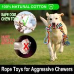 Large Dog Chew Toys for Aggressive Chewers, 12 Pack Indestructible Dog Rope Toys for Large Breeds, Heavy Duty Dental Cotton Rope Dog Toys, Puppy Teething Chew Toys, Tug of War Dog Toy - Image 4