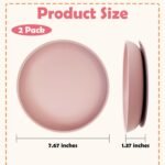 Silicone Dog Bowl Set of 2 No Spill Puppy Food & Water Dish Less Mess Cat Dry Food Plates with Suction Cup Non-Tippable Feeding Wet Food Bowls for Small & Medium-Sized Pets (Round Pink) - Image 3