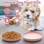 Silicone Dog Bowl Set of 2 No Spill Puppy Food & Water Dish Less Mess Cat Dry Food Plates with Suction Cup Non-Tippable Feeding Wet Food Bowls for Small & Medium-Sized Pets (Round Pink) - Image 4