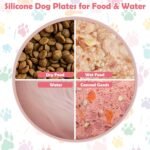 Silicone Dog Bowl Set of 2 No Spill Puppy Food & Water Dish Less Mess Cat Dry Food Plates with Suction Cup Non-Tippable Feeding Wet Food Bowls for Small & Medium-Sized Pets (Round Pink) - Image 6
