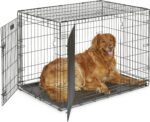 Large Dog Crate + Plush Dog Bed Ombré Swirl (Midwest iCrate Double Door Folding Metal Dog Crate | 42L x 28W x 30H Inches) - Image 3