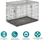 Large Dog Crate + Plush Dog Bed Ombré Swirl (Midwest iCrate Double Door Folding Metal Dog Crate | 42L x 28W x 30H Inches) - Image 5