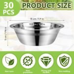 30 Pack Small Stainless Steel Bowls, 6 Inch Wide Food Prep Bowls Bulk Kitchen Metal Bowl with Flat Base for Meal Prep Cooking Serving Mixing (500ml/16oz) - Image 3