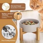 Elevated Ceramic Cat Bowl Set - Cat Food and Water Bowl with Anti Slip Stand - Raised Cat Bowls Anti Vomiting - Double Cat Dishes for Dry Wet Food - Pet Bowls for Cats and Puppies - Grey - Set of 2 - Image 4
