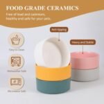 Elevated Ceramic Cat Bowl Set - Cat Food and Water Bowl with Anti Slip Stand - Raised Cat Bowls Anti Vomiting - Double Cat Dishes for Dry Wet Food - Pet Bowls for Cats and Puppies - Grey - Set of 2 - Image 5