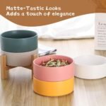 Elevated Ceramic Cat Bowl Set - Cat Food and Water Bowl with Anti Slip Stand - Raised Cat Bowls Anti Vomiting - Double Cat Dishes for Dry Wet Food - Pet Bowls for Cats and Puppies - Grey - Set of 2 - Image 7