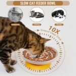 Slow Feeder Cat Bowl Set of 2, Ceramic Cat Slow Feeder - Image 4