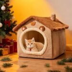 Winter Warm Cat House, Indoor Cat Sleeping Bed, Plush Comfortable Pet Nest Cave for Cats Puppy Dog - Image 3