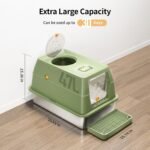 Stainless Steel Cat Litter Box with Lid, XL Large Enclosed High Sided Litter Box with Removable Lid, Carbon Filters -Odor Free, Easy Cleaning, Anti-Urine Leakage for Big Cats/Multiples-Green - Image 3