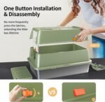 Stainless Steel Cat Litter Box with Lid, XL Large Enclosed High Sided Litter Box with Removable Lid, Carbon Filters -Odor Free, Easy Cleaning, Anti-Urine Leakage for Big Cats/Multiples-Green - Image 4