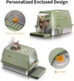 Stainless Steel Cat Litter Box with Lid, XL Large Enclosed High Sided Litter Box with Removable Lid, Carbon Filters -Odor Free, Easy Cleaning, Anti-Urine Leakage for Big Cats/Multiples-Green - Image 6