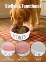 70OZ Ceramic Dog Bowl - 8'' Extra Large Food Water Dog Bowl, Heavy Duty Non-Slip Dog Dish for Medium and Large Dogs, Food Grade Porcelain Pet Feeder Bowl, Microwave & Dishwasher Safe, Pink - Image 6