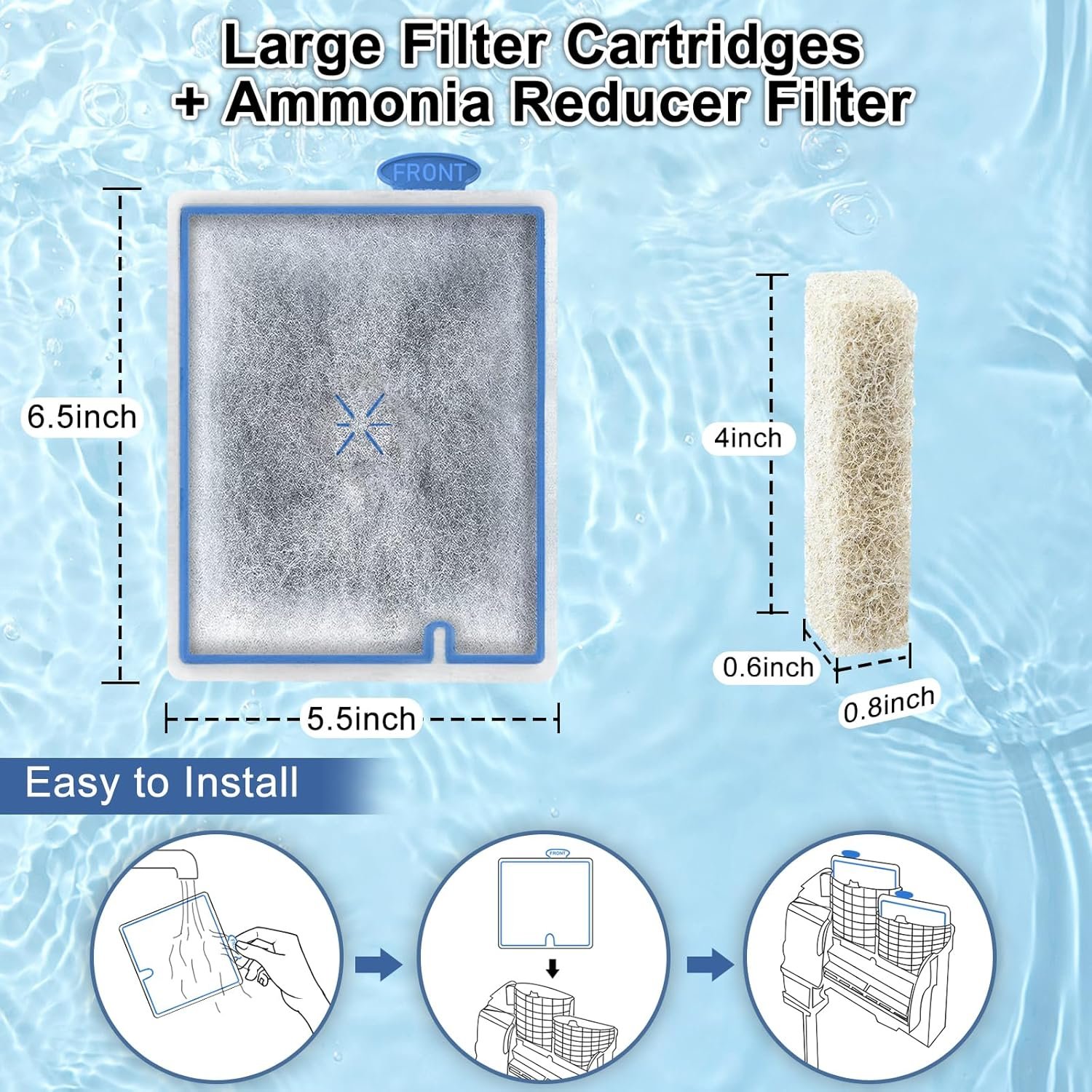 8 Pack Large Filter Cartridges Replacement for Aqueon QuietFlow Filter LED PRO Size 20,30,50,75/Power Filter Size 20,30,50,55/75, E Internal Size 40 and Canister Filter (with 4 Pack Filter Pads) - Image 3