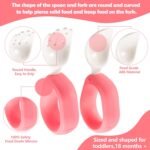 Baby Self Feeding Training Spoon and Fork Set with Travel Case, BPA-Free Cute Circle Toddler Training Utensils, Silicone/ABS Great Tableware Set Spoons Fork for Kids(Yellow) - Image 3